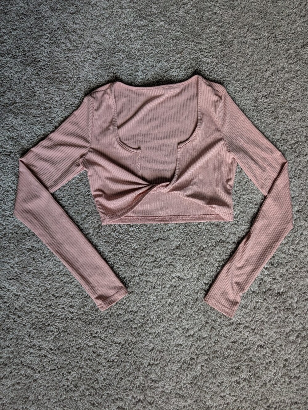 Pink Long-Sleeve Crop Top